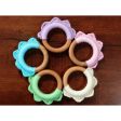 Handmade Ruffle Wooden Teether - Cyan Hot on Sale