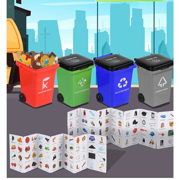 Let Sort Together Garbages 4 Bin Boxes With 100 Sorting Cards Dustbin for Smart Waste Management Reuseable Recycling Educational Toy Online now