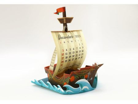 Adventure Ship Desk 3D Calendar 2023 & 2024 DIY Paper Craft Kit Hot on Sale