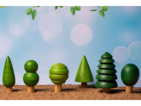 Wooden Waldorf Trees (Set of 6) Online now