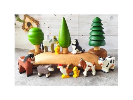 Wooden Farm Animals & 3 Trees Combo - A Discount