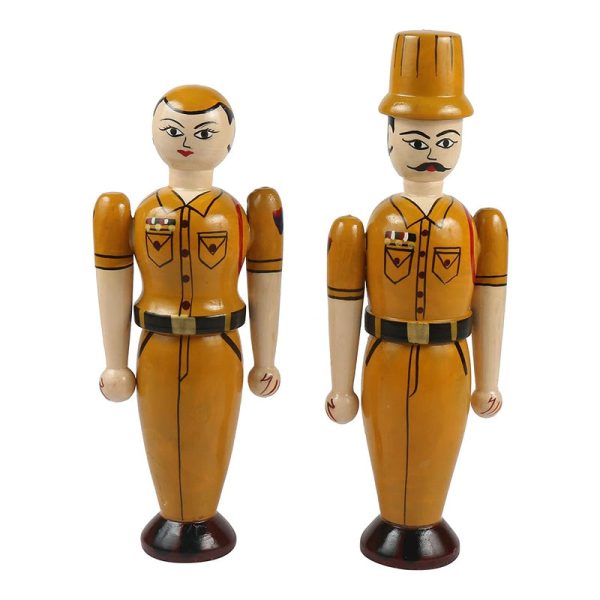 Wooden Police Couple Dolls for Kids- Set of 2 pcs Online Sale