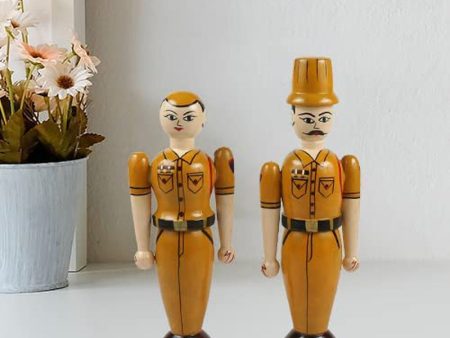 Wooden Police Couple Dolls for Kids- Set of 2 pcs Online Sale