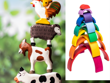 Wooden Farm Animals & 12 Piece Stacker Combo For Cheap