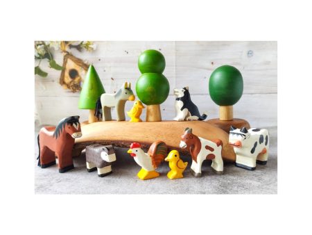 Wooden Farm Animals & 3 Trees Combo - B Online