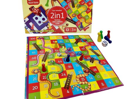 2 in 1 Non-Toxic Multicolor Snake & Ladder   Ludo Plastic for Kids on Sale