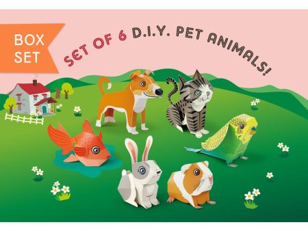 Box Set  of 6 DIY Mini Pet Animals Paper Craft Kits on Sale