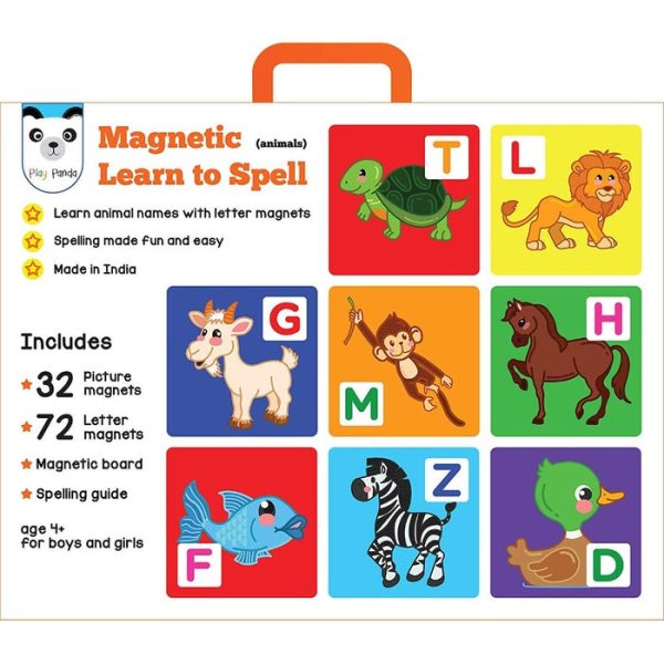 Magnetic Learn to Spell : Animals with 32 Picture Magnets, 72 Letter Magnets, Magnetic Board and Spelling Guide Supply