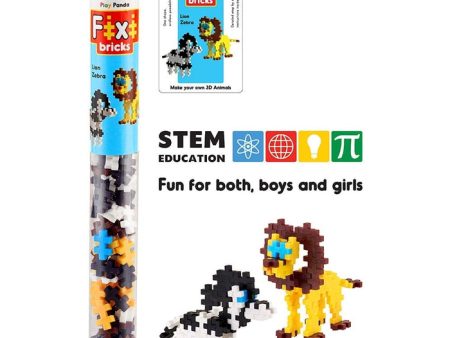 Fixi Bricks Jungle Tube 2 - Lion and Zebra - With 110 pcs, Detailed Assembly Instructions and Storage Tube - Small Parts (Age 6-99 years) Online