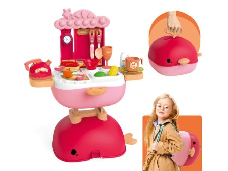 3 IN1 Kitchen Set for Kids Role Play for Girls, Foldable Backpack, School Bag, Pretend Play Toy for Kids (30 Pcs) For Discount