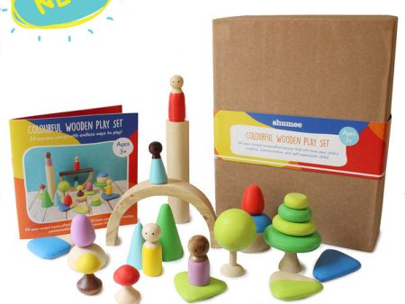 24 Pieces Play Set With Peg Dolls Supply