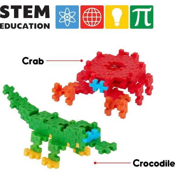 Fixi Bricks Aqua Tube 3 - Crocodile and Crab - With 120 pcs, Detailed Assembly Instructions and Storage Tube - Small Parts (Age 6-99 yrs) For Sale