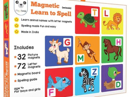 Magnetic Learn to Spell : Animals with 32 Picture Magnets, 72 Letter Magnets, Magnetic Board and Spelling Guide Supply