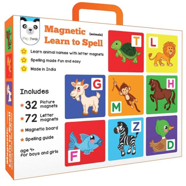 Magnetic Learn to Spell : Animals with 32 Picture Magnets, 72 Letter Magnets, Magnetic Board and Spelling Guide Supply