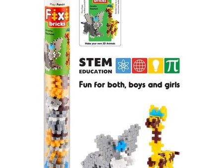 Fixi Bricks Jungle Tube 1 - Elephant and Giraffe - With 110 pcs, Detailed Assembly Instructions and Storage Tube - Small Parts (Age 6-99 years) Discount