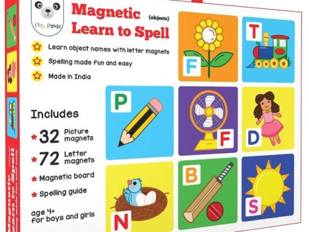 Magnetic Learn to Spell : Objects with 32 Picture Magnets, 72 Letter Magnets, Magnetic Board and Spelling Guide Supply