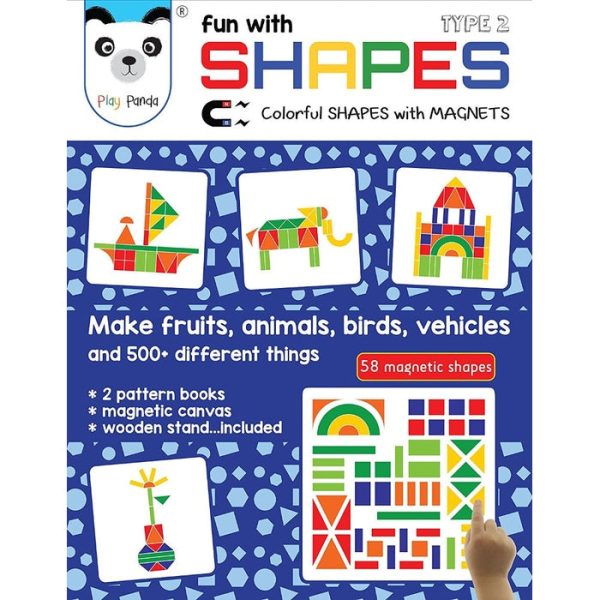 Fun Magnetic Shapes (Senior) : Type 2 with 58 Magnetic Shapes, 200 Pattern Book, Magnetic Board and Display Stand For Sale