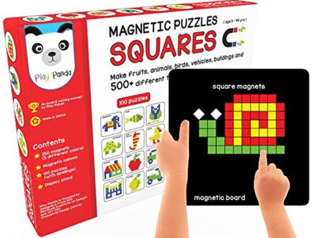 Magnetic Puzzles : Squares with 250 Colorful Magnets, 100 Puzzle Book, Magnetic Board and Display Stand Cheap