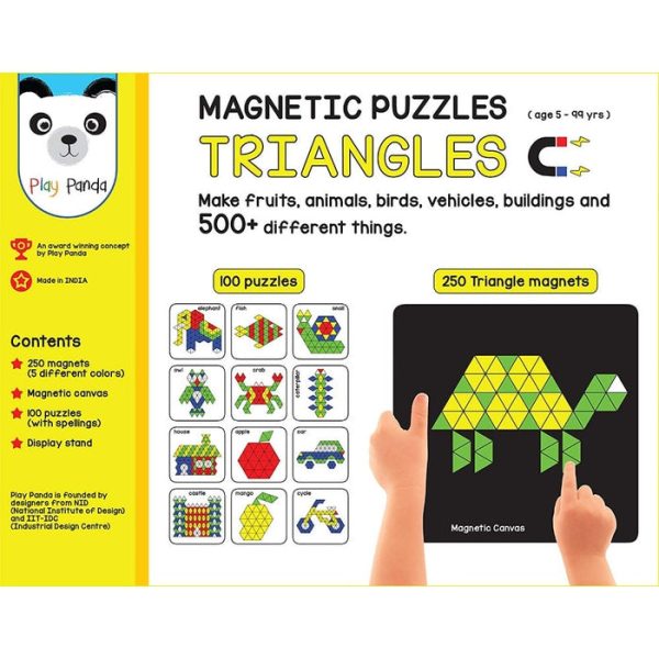 New Magnetic Puzzles : Triangles with 250 Colorful Magnets, 100 puzzle Book, Magnetic Board and Display Stand For Discount