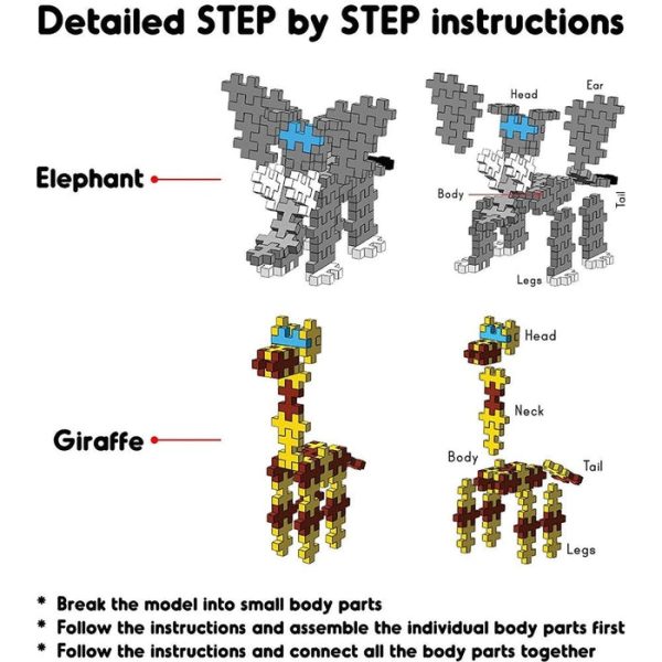 Fixi Bricks Jungle Tube 1 - Elephant and Giraffe - With 110 pcs, Detailed Assembly Instructions and Storage Tube - Small Parts (Age 6-99 years) Discount
