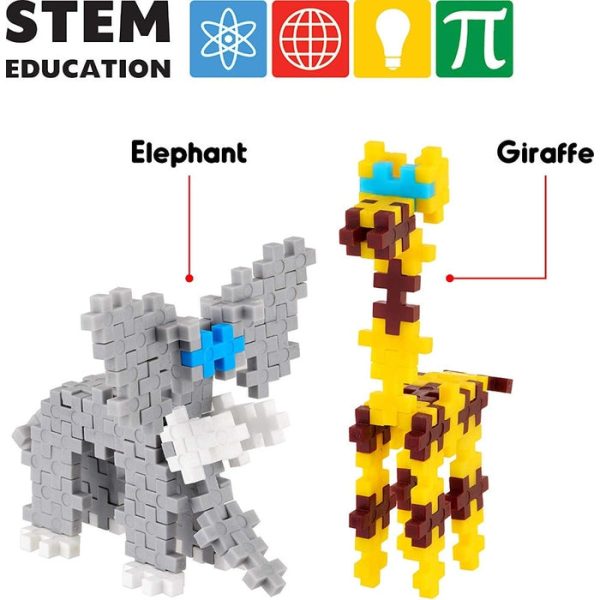 Fixi Bricks Jungle Tube 1 - Elephant and Giraffe - With 110 pcs, Detailed Assembly Instructions and Storage Tube - Small Parts (Age 6-99 years) Discount