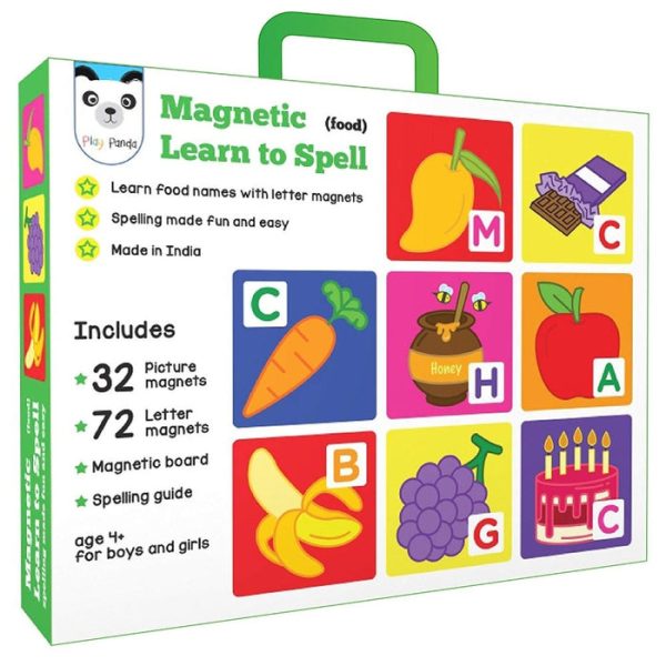 Magnetic Learn to Spell : Food with 32 Picture Magnets, 72 Letter Magnets, Magnetic Board and Spelling Guide For Cheap