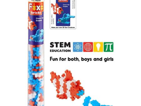 Fixi Bricks Aqua Tube 1 - Dolphin and Clown fish - With 120 pcs, Detailed Assembly Instructions and Storage Tube - Small Parts (Age 6-99 yrs) For Sale