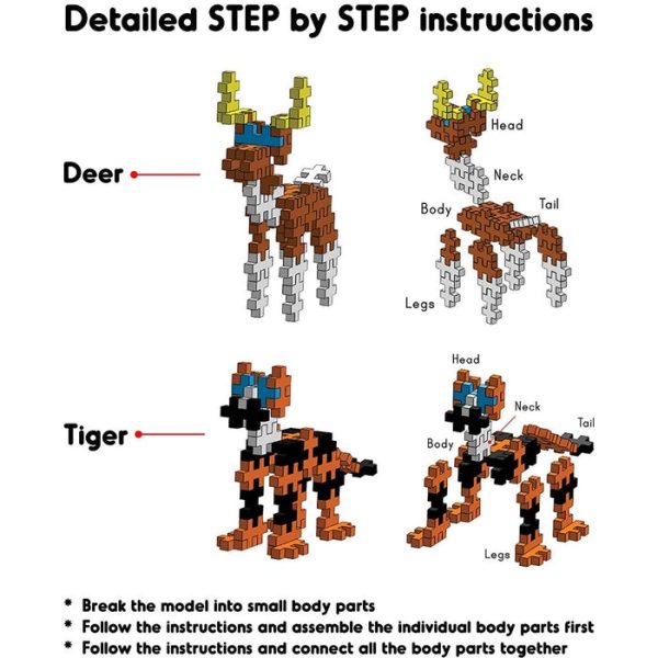 Fixi Bricks Jungle Tube 3 - Tiger and Deer - With 110 pcs, Detailed Assembly Instructions and Storage Tube - Small Parts (Age 6-99 years) Online Sale