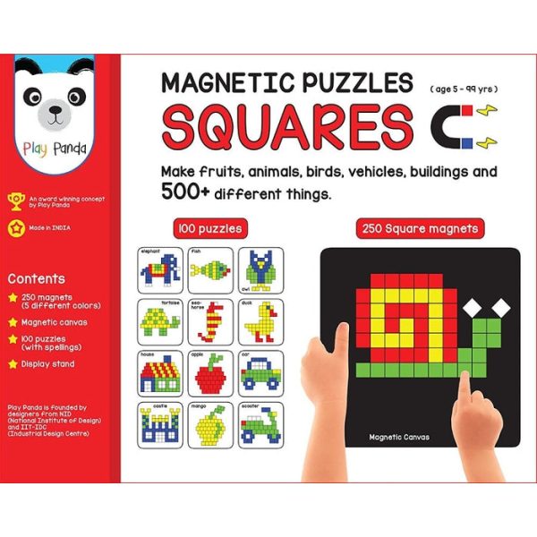 Magnetic Puzzles : Squares with 250 Colorful Magnets, 100 Puzzle Book, Magnetic Board and Display Stand Cheap